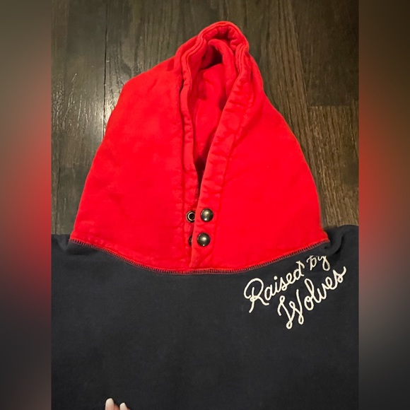 Raised by Wolves Contrast Snap Hoodie, Red And Navy, Size XL, Great Condition - Picture 7 of 9